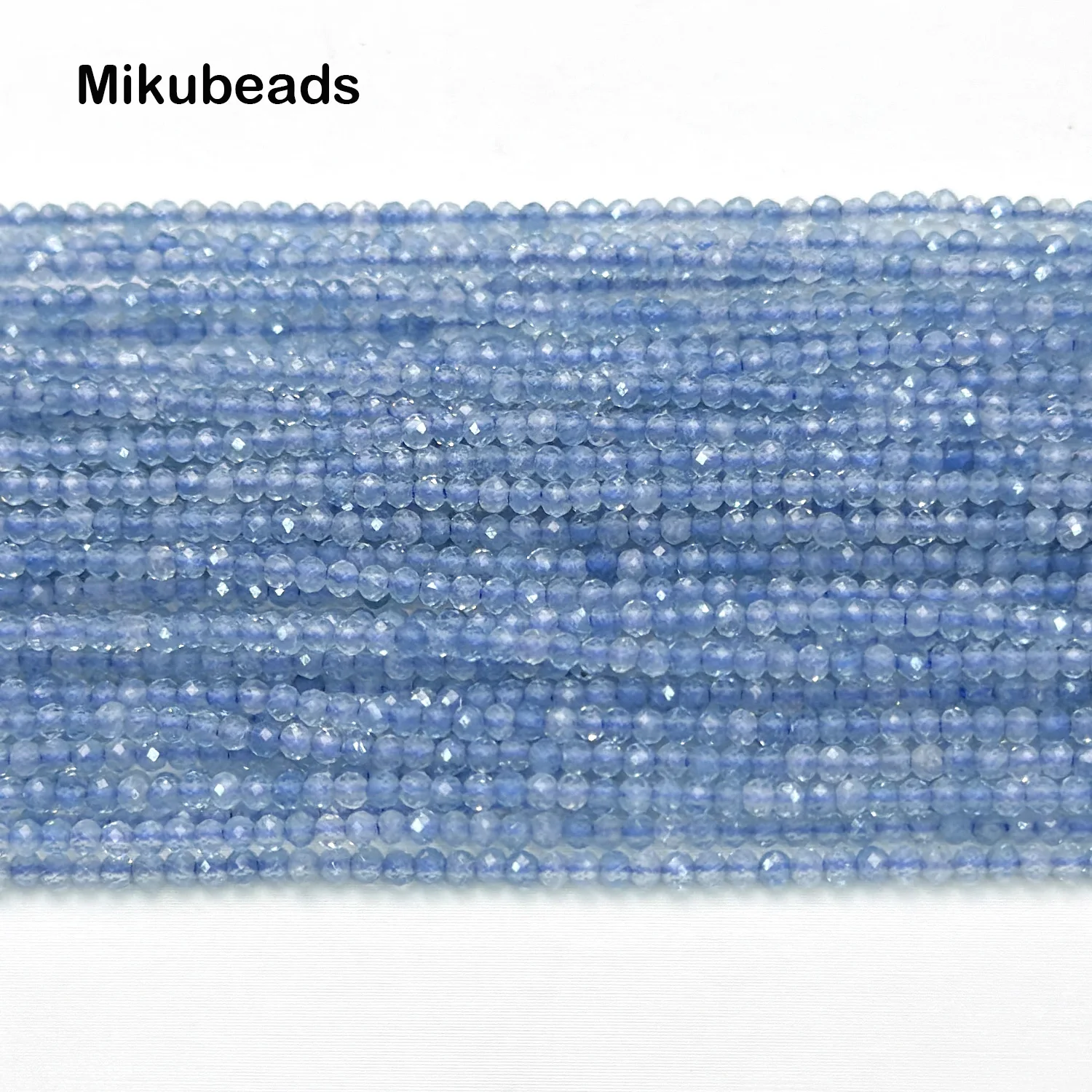 Wholesale Natural 2mm Aquamarine Faceted Rondelle Loose Beads For Jewelry Making DIY Bracelets Necklace Gift