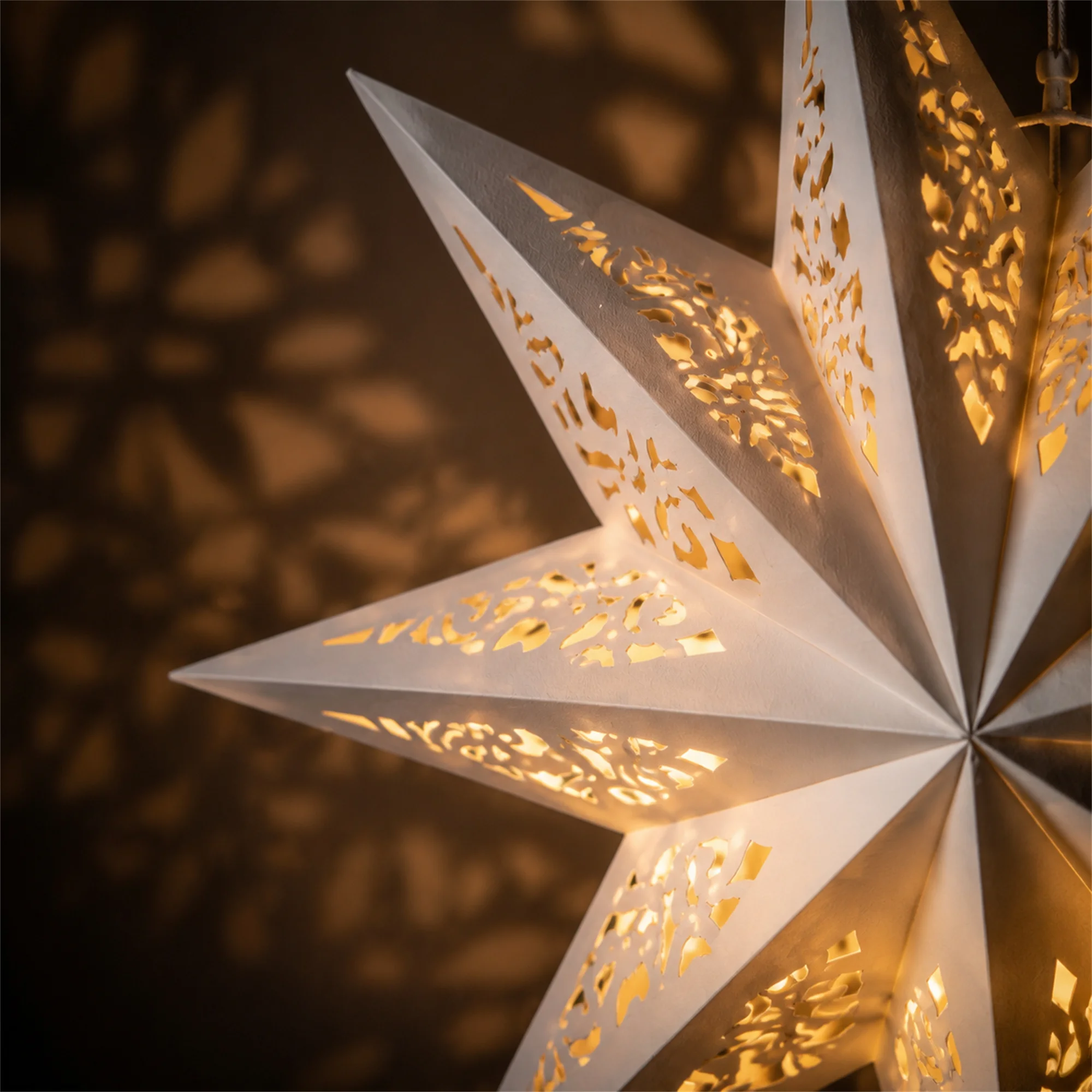 3 Pack 35cm Folded Paper Star Lanterns 8 Pointed Hanging Lights Cutout Pattern Scandinavian Home Decor Living Room Bedroom