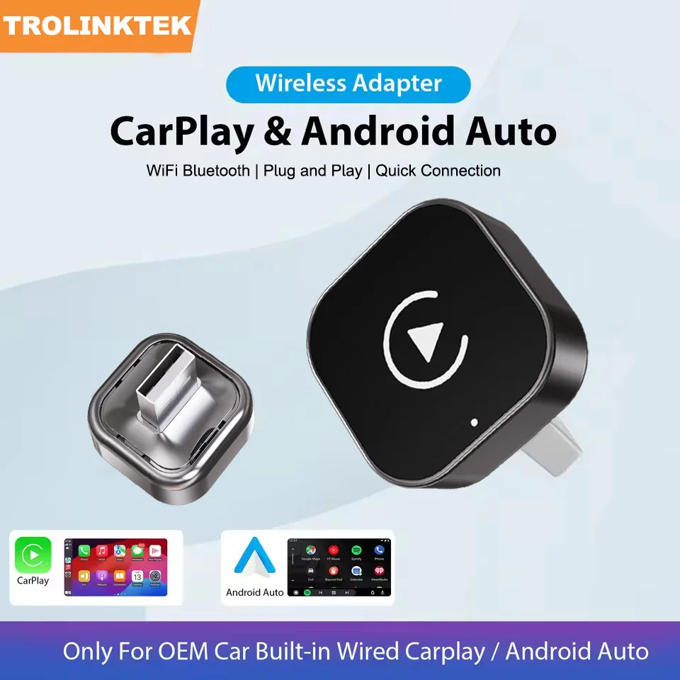 

Беспроводной адаптер CarPlay Android Auto Plug & Play с автоматическим подключением, беспроводной ключ CarPlay для iOS 10+, совместимый с проводным CarPlay