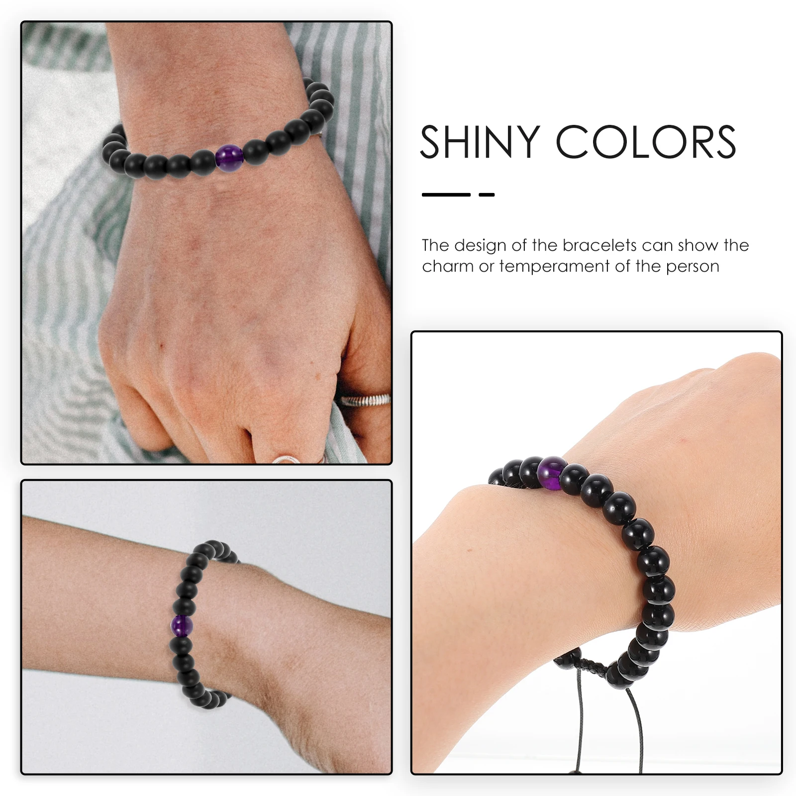 

2Pcs Couples Lava Stone Wear resistant Matching Accessories for Lovers Delicate Decorative Stone Bracelet Beaded Bracelet Charm