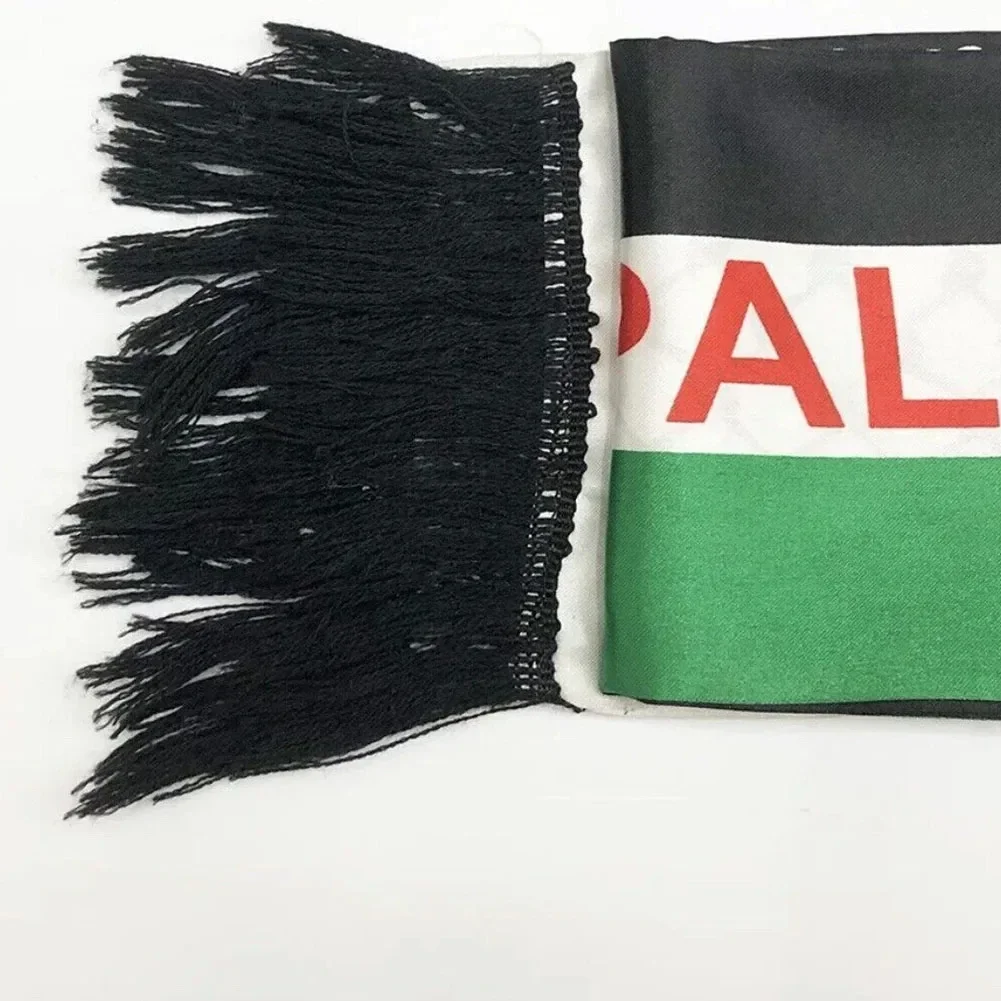 Palestine Flag Custom Scarf Palestine National Day Scarf Palestine Shawl Printing Satin Palestinian Flag Scarf 14×135CM