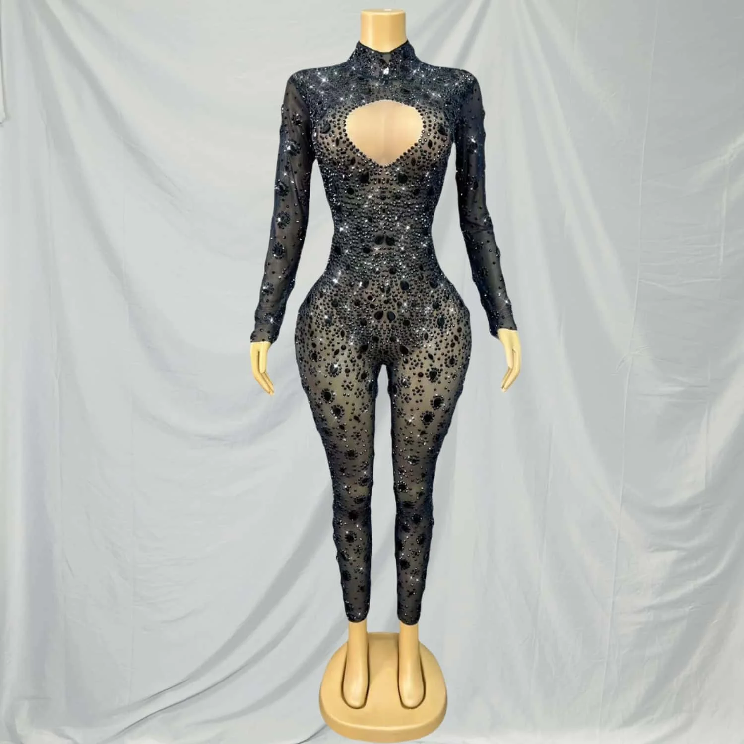 

Yuanquanxiong Luxury Sparkly Full Diamonds Handmade Jumpsuit Party Show Fashion Outfit Singer Dancer Performance Stage Costume