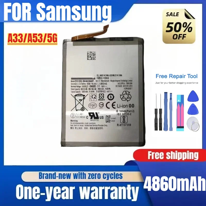 For Samsung A33 A53 5G Battery SM-A5360 Battery A336 EB-BA336ABY/BA536ABY  Replacement Battery  with Tools