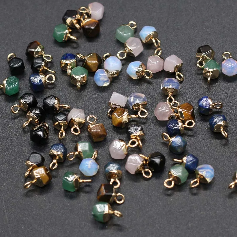 2PC atural Semi Precious Stone Pendants Sliced bean Mini charms accessories for Jewelry Making DIY Necklace Bracelets size 6x6mm