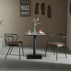 Juego de muebles de Café de Metal moderno, mesa cuadrada, sillas nórdicas para sala de estar, salón, comedor, diseño de sillas, muebles de Restaurante