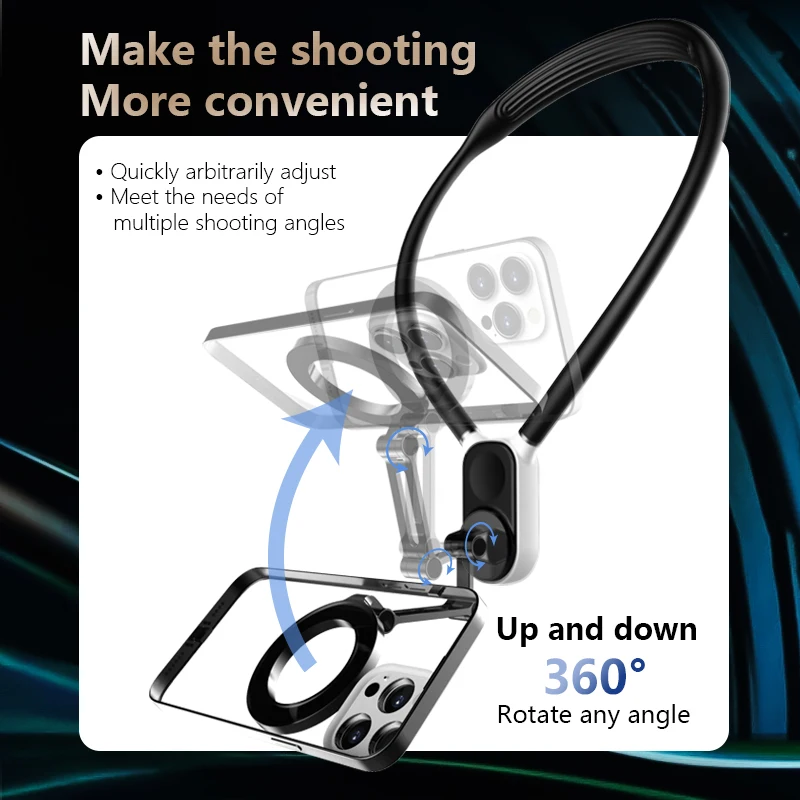 Magnetische Halshalterung aus Silikon mit Schnellverschluss für iPhone 15 14 13 12 Android SAMSUNG HUAWEI XIAOMI Vlog Selfie-Halterungszubehör