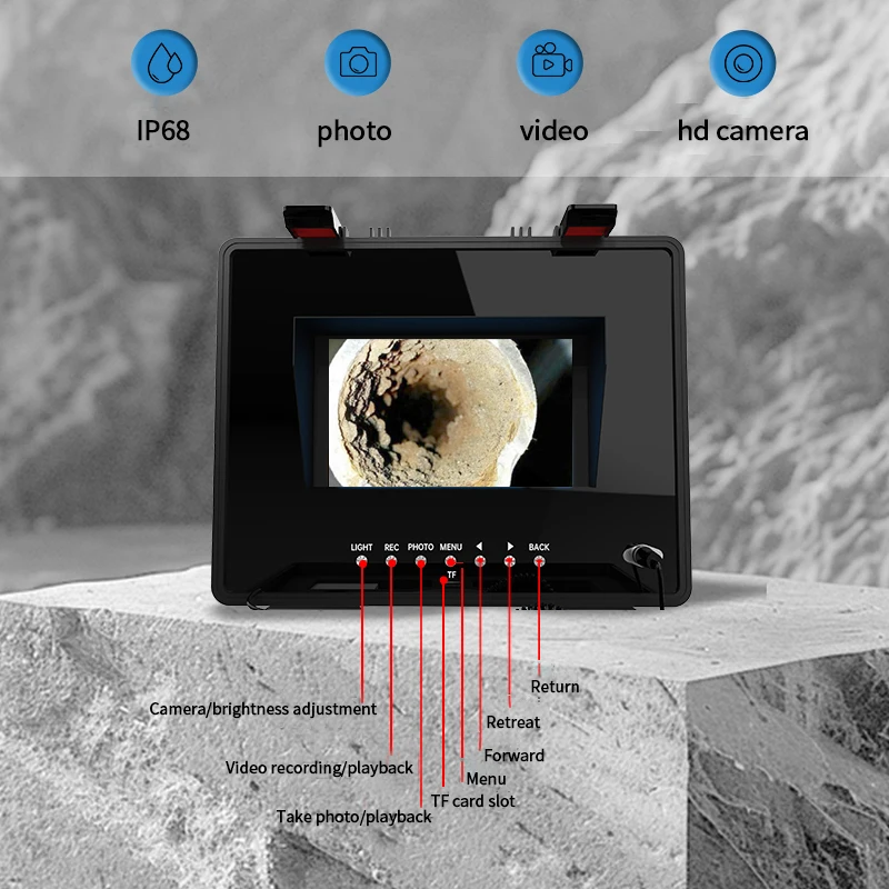 Dearsee 10 Inch Monitor DVR Pipe Inspection Camera 512HZ Locator Self Leveling Sewer Snake Camera