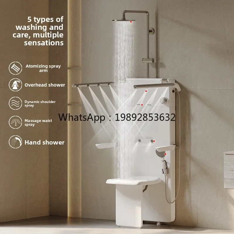 

A2-10 Elderly Sitting Shower with Constant Temperature, Multifunctional Foldable Bath Chair with Shower Arm