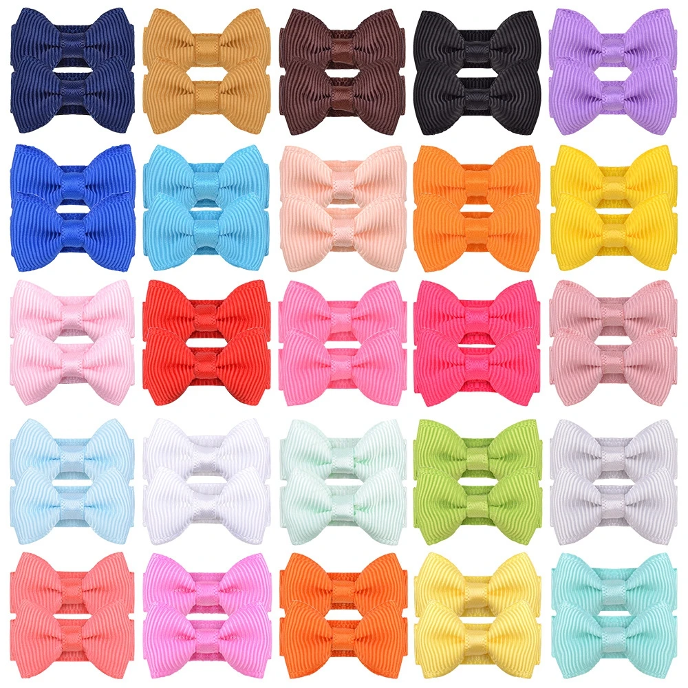 20PCS Cute Mini Ribbon Bows Hair Clips Baby Girls Grosgrain Bowknot Hairpins Infant Children Kids Hair Accessories Photo Props