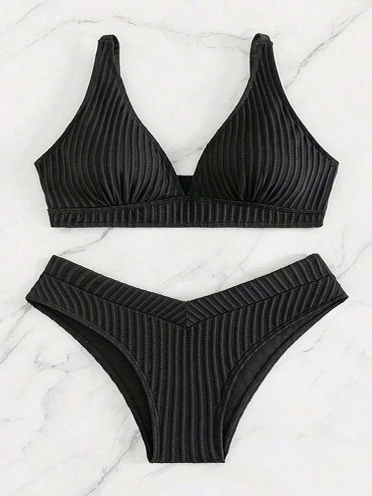 Sexy V Neck Bikinis 2 Piece Set Women Split Swimsuit High Waist Backless Beach Vest Bikinis 2026 New Summer Swimwear Bikinis Set