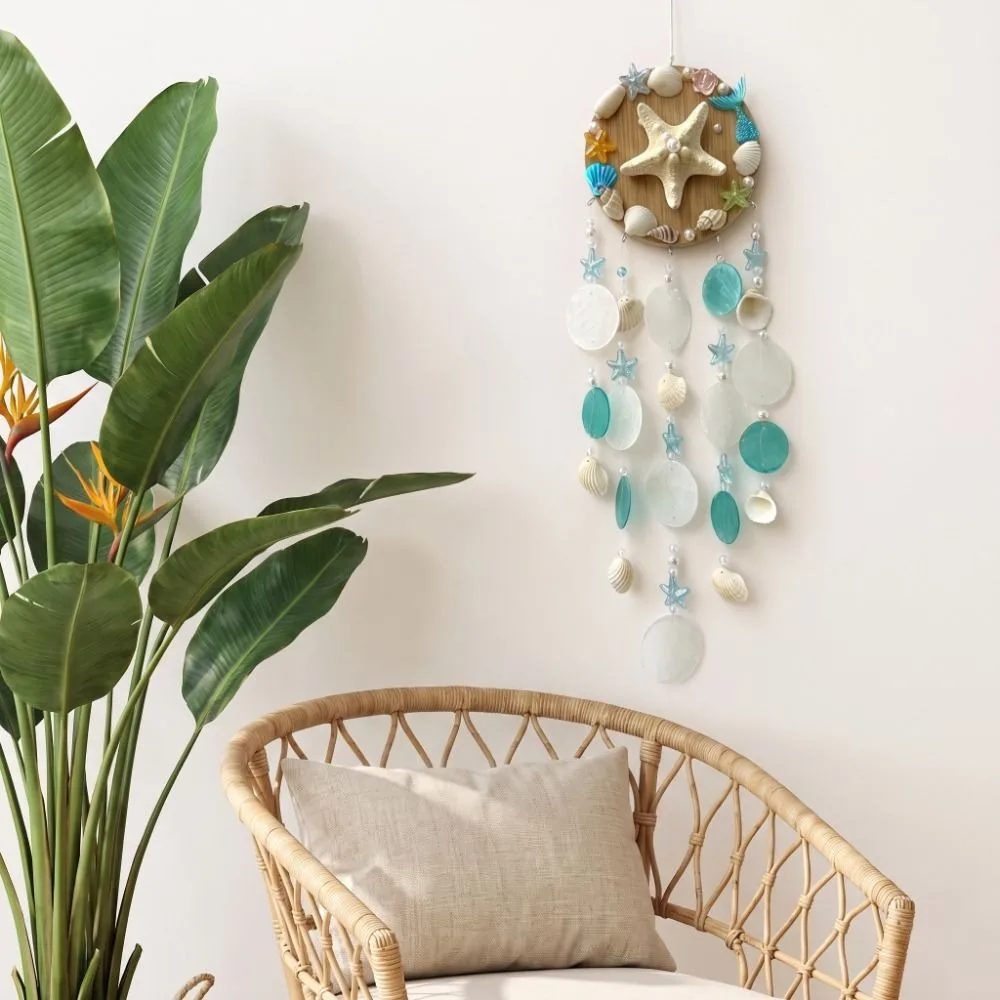 Star Ocean Wind Chimes Coastal Style Hanging Ornaments Garden Wind Chimes Wall-mounted Decoration Sea Shell Wind Chime Terrace