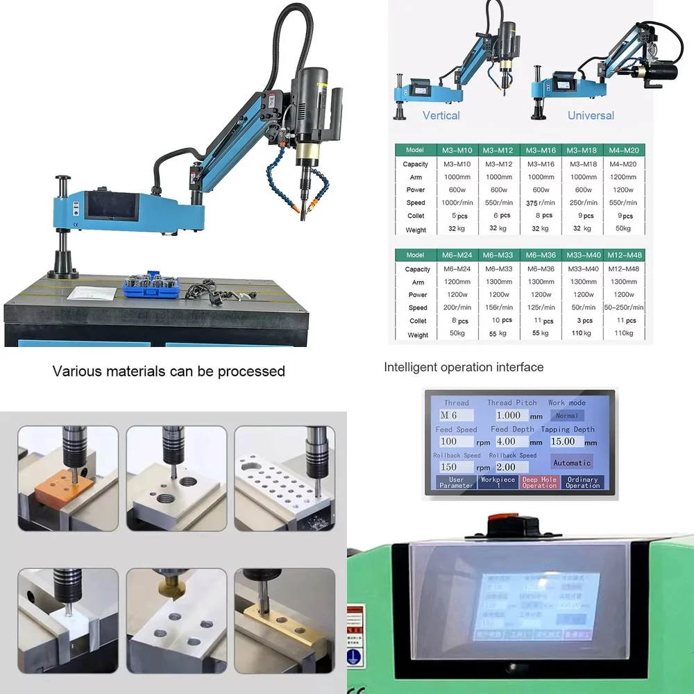 

M3 to M36 Electric Servo Motor Removable Automatic Screw Tapping Machine with Oil Lubrication and Air Cooling