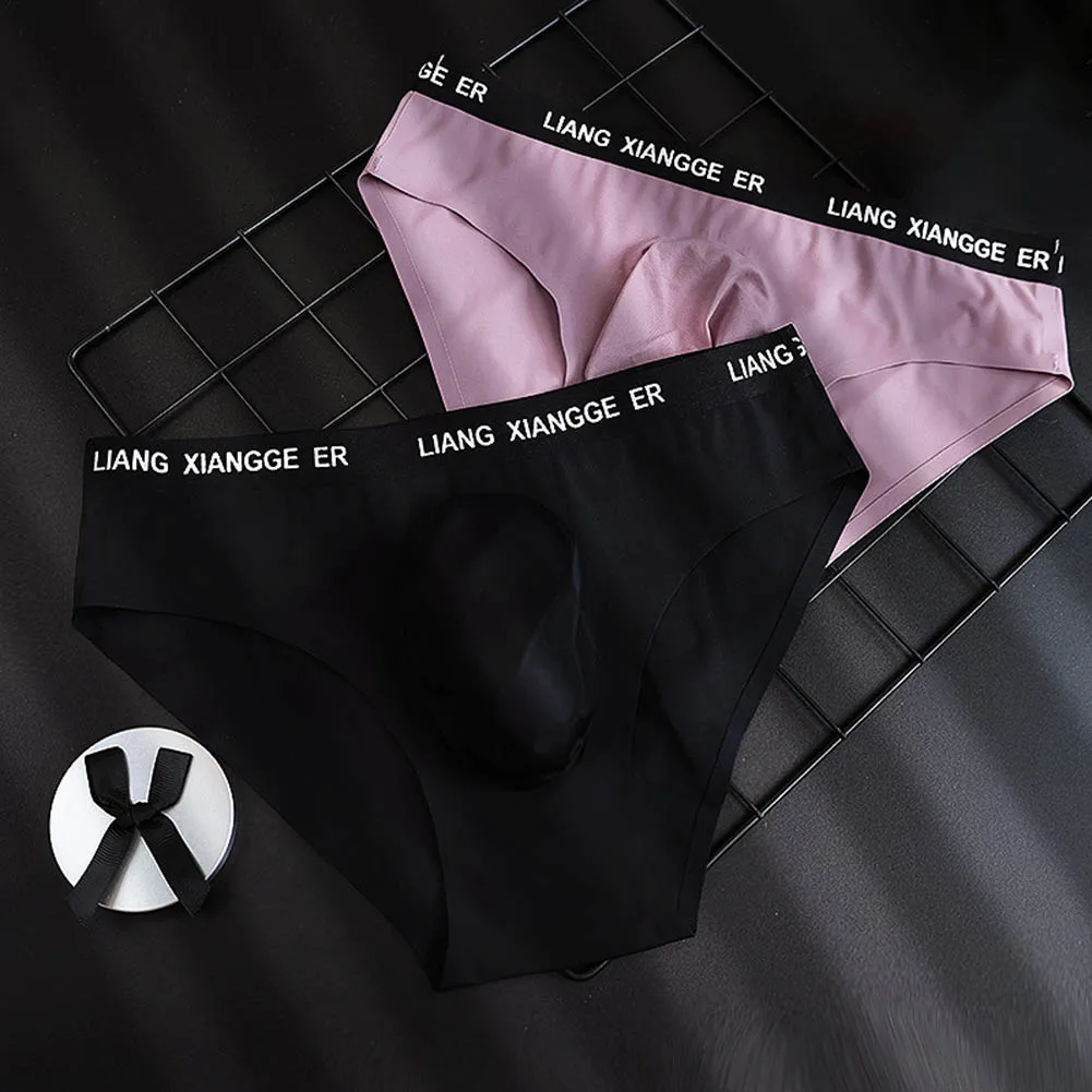 Men's Sexy Thin Seamless Pants Ice Silk Briefs Sissy 3D Bulge Pouch Hot Lingiere Bikini Breathable Underwears Men's Underpants