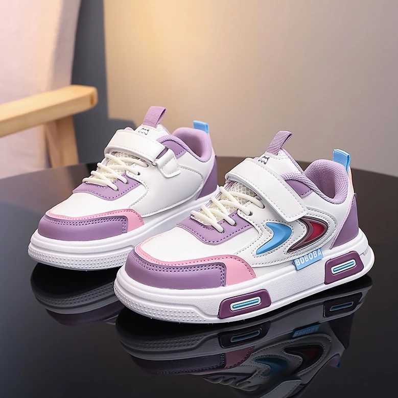 

Новые модные кроссовки с цветными блоками для девочек, 2025 г., милый дизайн, школьная детская повседневная обувь из искусственной кожи, размер 26-37, детская спортивная обувь для мальчиков