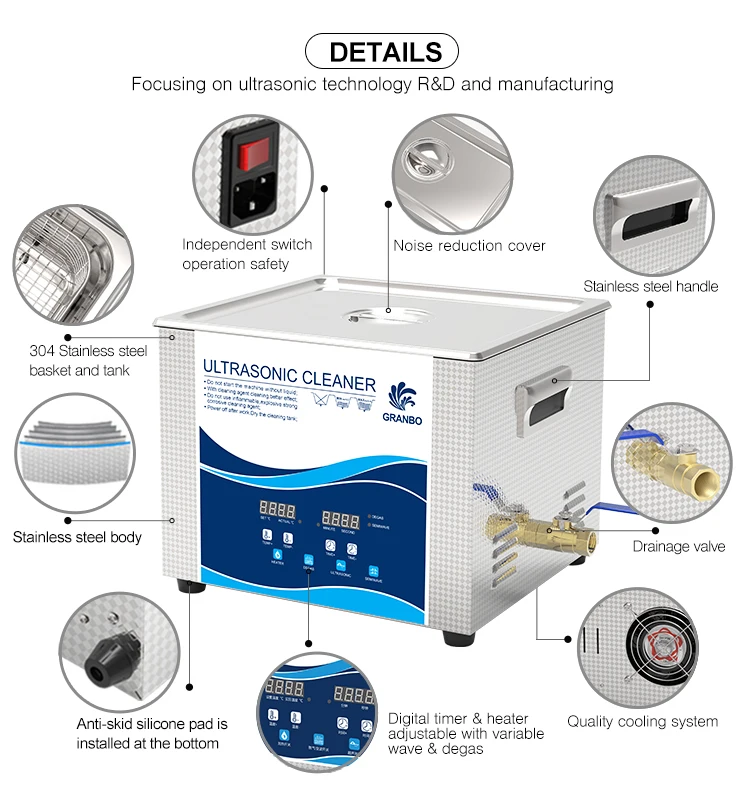 Digital Ultrasoinc Cleaner 15L 360 W/540 W พร้อมเครื่องทําความร้อน Degas Semiwave Ultrasonic Cleanig เครื่องสําหรับ Auto Parts Lab instruments