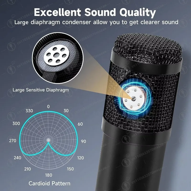 Kondensatormikrofon mit Live-Soundkarten-Kit, Studiotasche mit Studioaufzeichnungswechsler