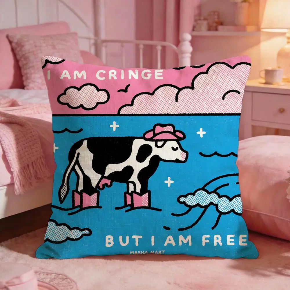 Abstract Cow Cushion Cover Premium Comfort Reversible Pillow Cove -Two in One Design for Any Room & Car Interior