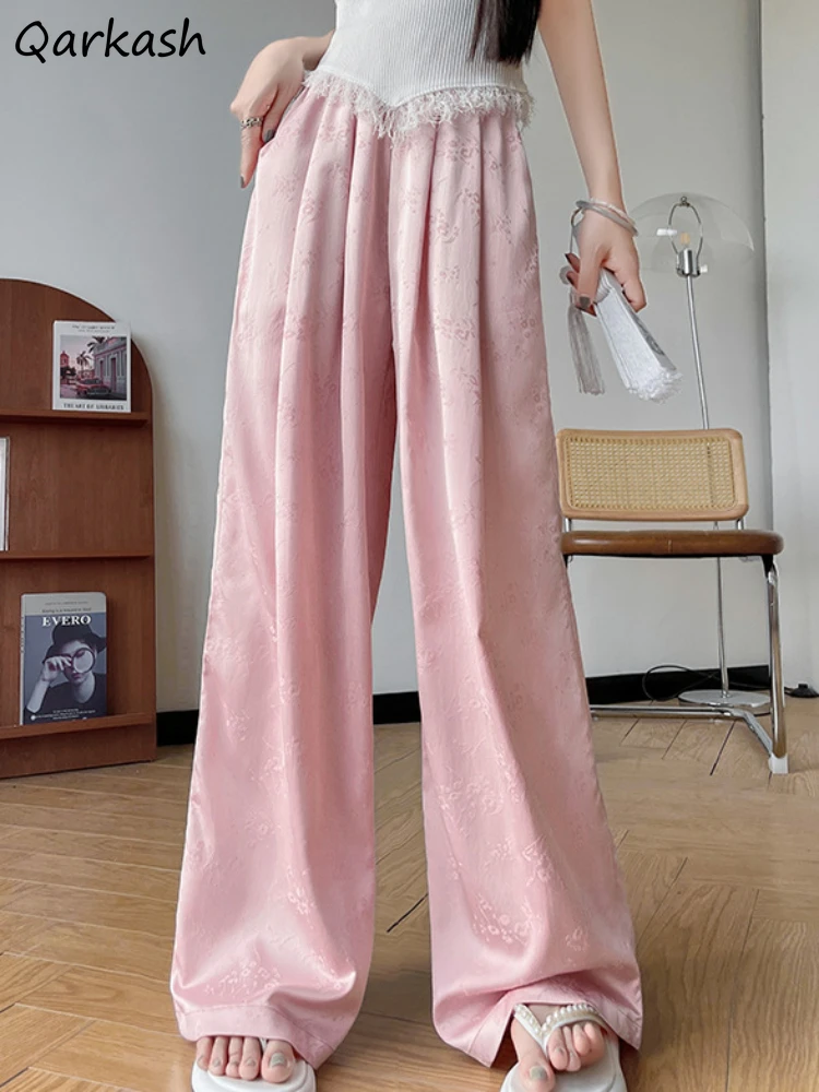 

Baggy Pants for Women Full Length Young Girls Spring Summer Clothing Elastic Waist All-match Solid Simple High Street Chic Ins