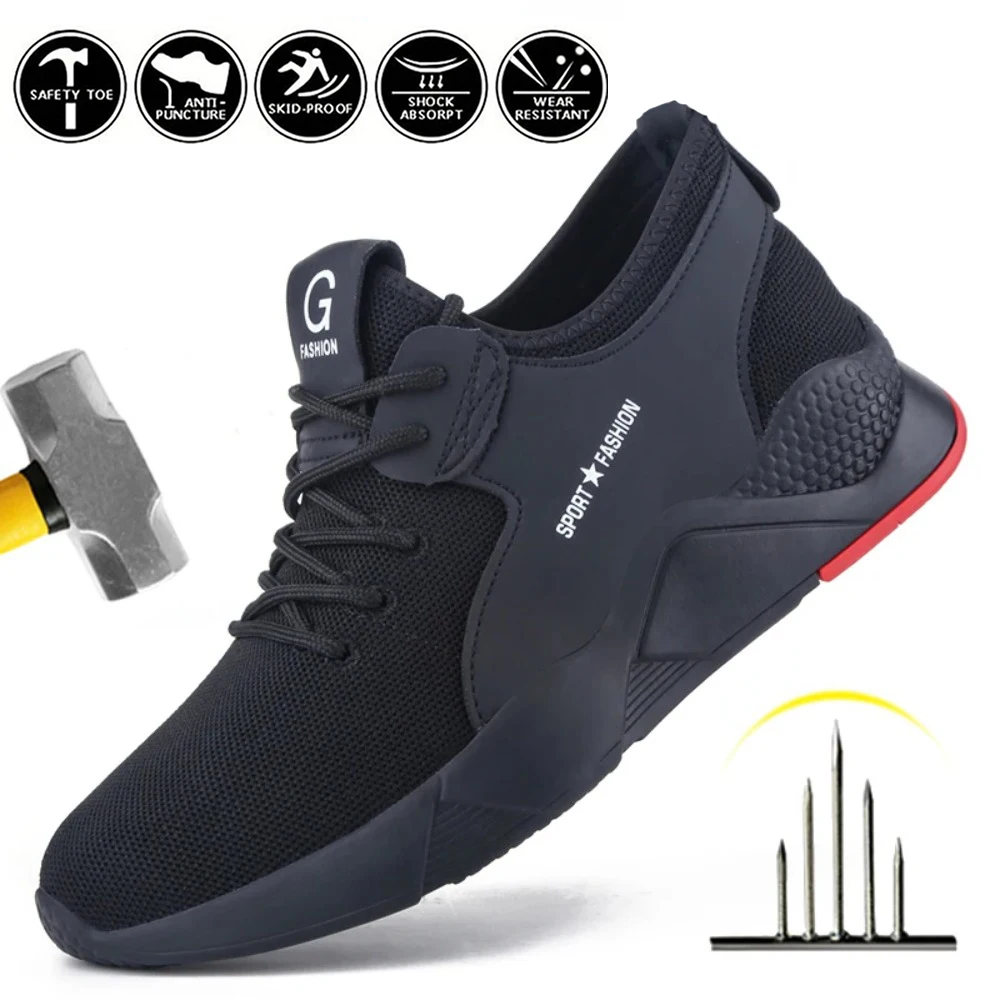 New Steel Toe Shoes Kevlar Fiber Safety Shoes Men's and Women's Breathable and Durable Steel Toe Work Shoes Fashion Large 36-49