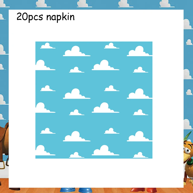 Toy Story Mani Theme Party  Blue Sky White Cloud Beach Outdoor Party Disposable Tableware Tablecloth Kid Birthday Party Supplies