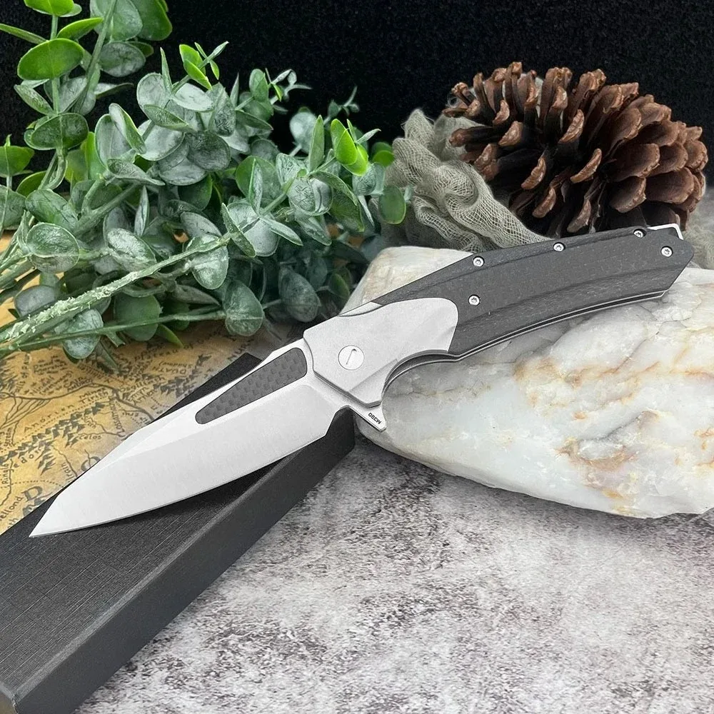 

Durable D2 Steel Blade Utility Kitchen Folding Knife Aluminum + Carbon Fiber Handle Multi-purpose Pocket Household Knife