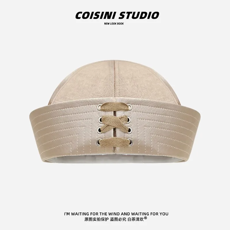 Simple and Fashionable Jk Lace-up Sailor Hat Summer and Autumn Solid Color Beret Trendy Street Octagonal Painter Cap for Women