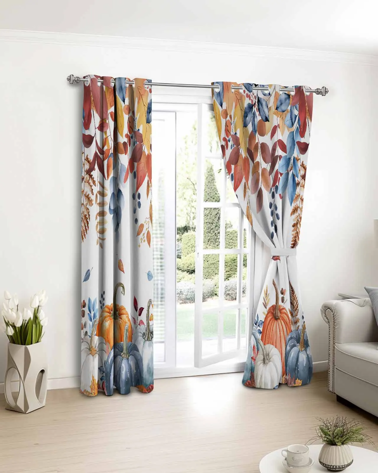 

Autumn Foliage Pumpkin Cluster Curtains For Kitchen Bedroom Window Treatment Curtains for Living Room Home Decor Drapes