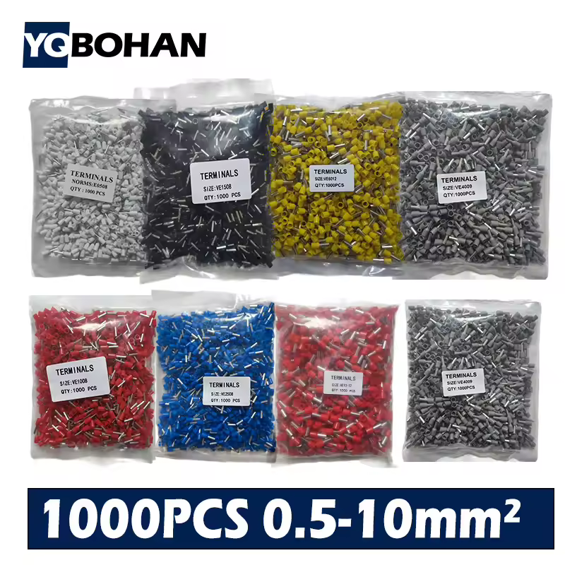 1000 個 E0508 E7508 E1008 E1508 E2508 絶縁フェルール端子台コードエンドワイヤコネクタ電気圧着ターミネーター