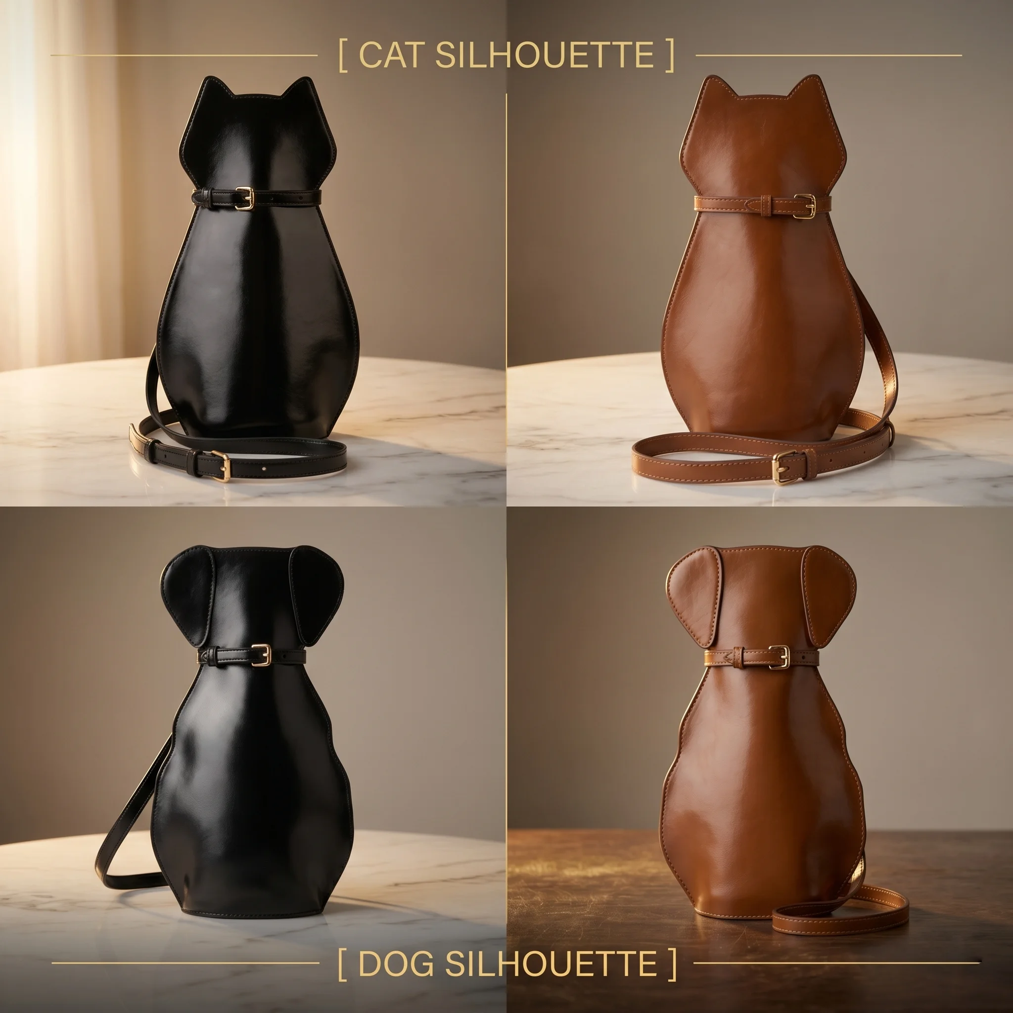 

The Wanderer Silhouette Pet Lovers Bag - Cute Cat & Dog Leather Crossbody, Elegant Shoulder Purse for Gen-Z OOTD Aesthetics