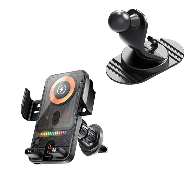TONGDAYTECH F18 Kabelloses Auto-Ladegerät mit automatischer Erkennung     Elektrische drehbare Halterung     Umgebungslicht     Kompatibel mit iPhone 16/15/14/Samsung S25U 6