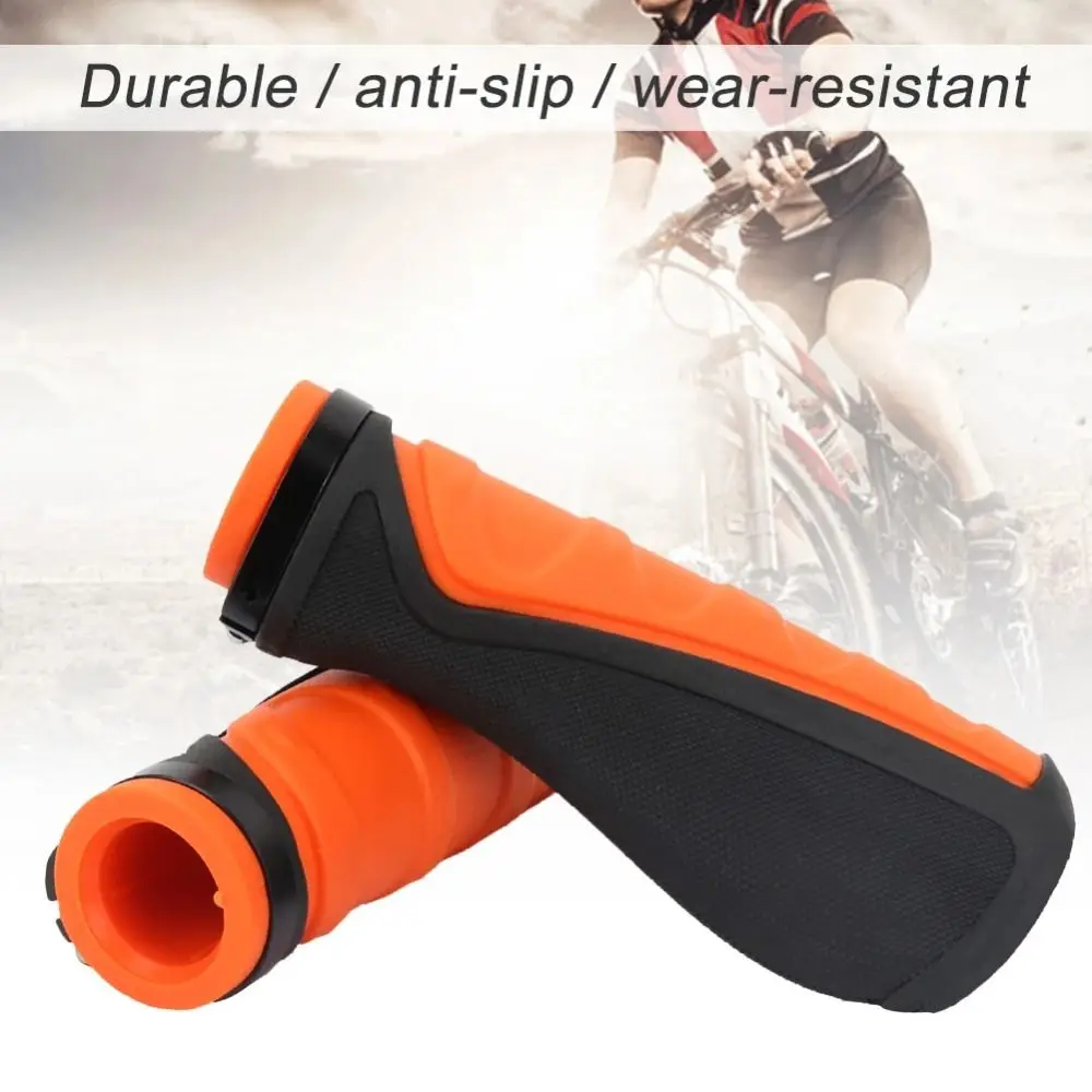 

Anti Slip Cycling Handle Grips Orange Black Lock Design Bicycle Handlebar Shockproof Soft Rubber Electric Scooter Handlebar