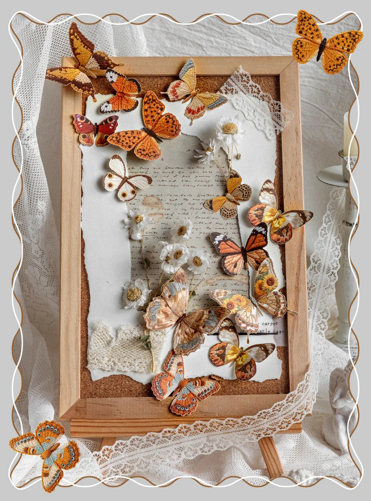 JIANQI 20 Stück/Packung Vintage Schmetterling Papieraufkleber DIY Dekorative Junk-Journal-Aufkleber für Scrapbook Etiketten Tagebuch Album Planer – Detail 4