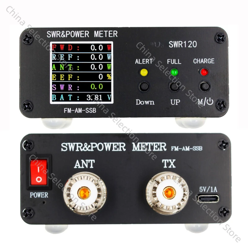 CQV-SWR120 120W SWR & Power Standing Wave Meter High Standing Wave Alarm Function 240 * 240 Full Color HD Display FM-AM-SSB