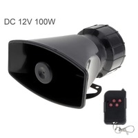 1SET 12V 100W 7 Sounds Loud Car Warning Alarm Police Fire Siren Horn Speaker Loudspeaker with Remote Controller