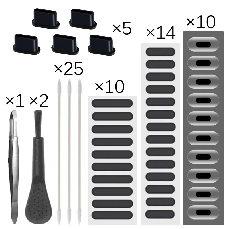 Universal Dust Plug Mobile Phone Speaker Anti Dust Mesh Sticker for iPhone Samsung Mi Charge Port Protector Cleaning Brush Set image 2