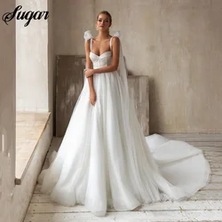 Ivory A Line Sparkling Wedding Dress Sweetheart Adjustable Long Straps Bridal Gown Beading And Pearls Brides Dress vestido novia