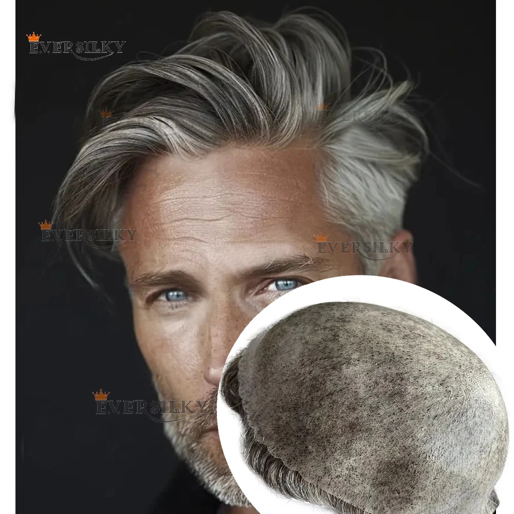 

Undetectable 1B80 1B65 Gray Super Natural Hairline Brown Thin Male Wigs Blonde Man 100% Human Hair Durable Micro Skin HD PU Pros