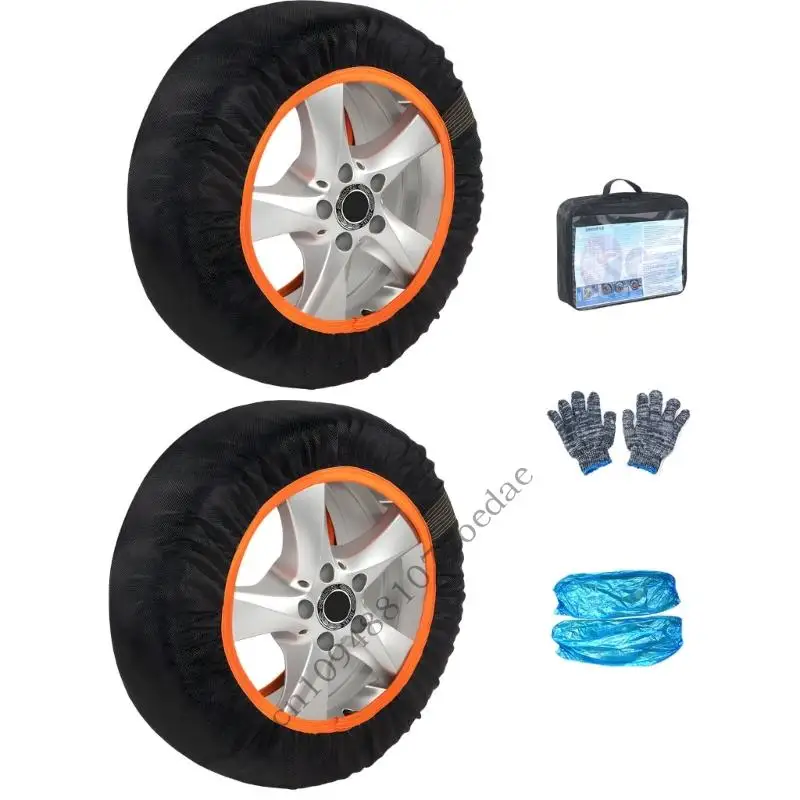 0XXC 2 Stück Universal-Reifen-Schneesocken für Reifen, SUVs und LKWs, rutschfeste Lösung für sichere Traktion