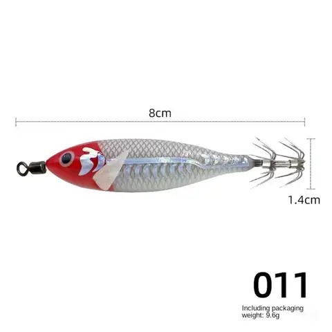 오징어 80mm 낚시 미끼 5.7g 인공 인공 오징어 후크 지그 나무 야광 나무 새우 바다 낚시