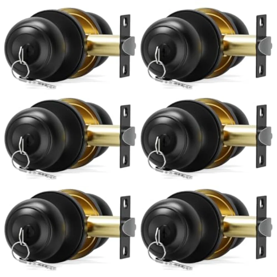

Door Knob with Lock, Keyed Same Entry Door Knobs, Interior and Exterior Round Ball Door Lock for Front Bedroom or Bathroom, Doo