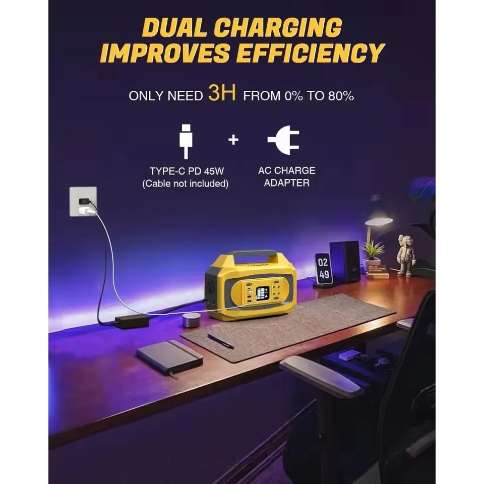 

Portable Power Station 500W, 472Wh Solar Generator, Backup Lithium Battery with AC Outlets for Camping CPAP Emergency RVs