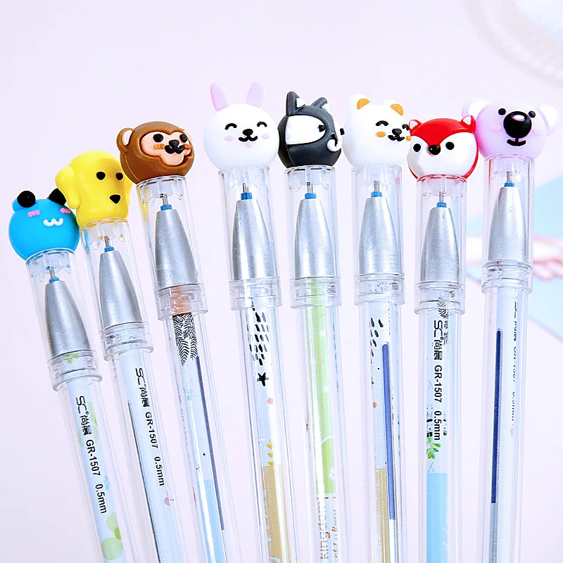 

80 pcs/lot Cartoon Animal Erasable Gel Pen Cute 0.5mm Blue Ink Signature Pens Stationery Gift Office School Supplies wholesale