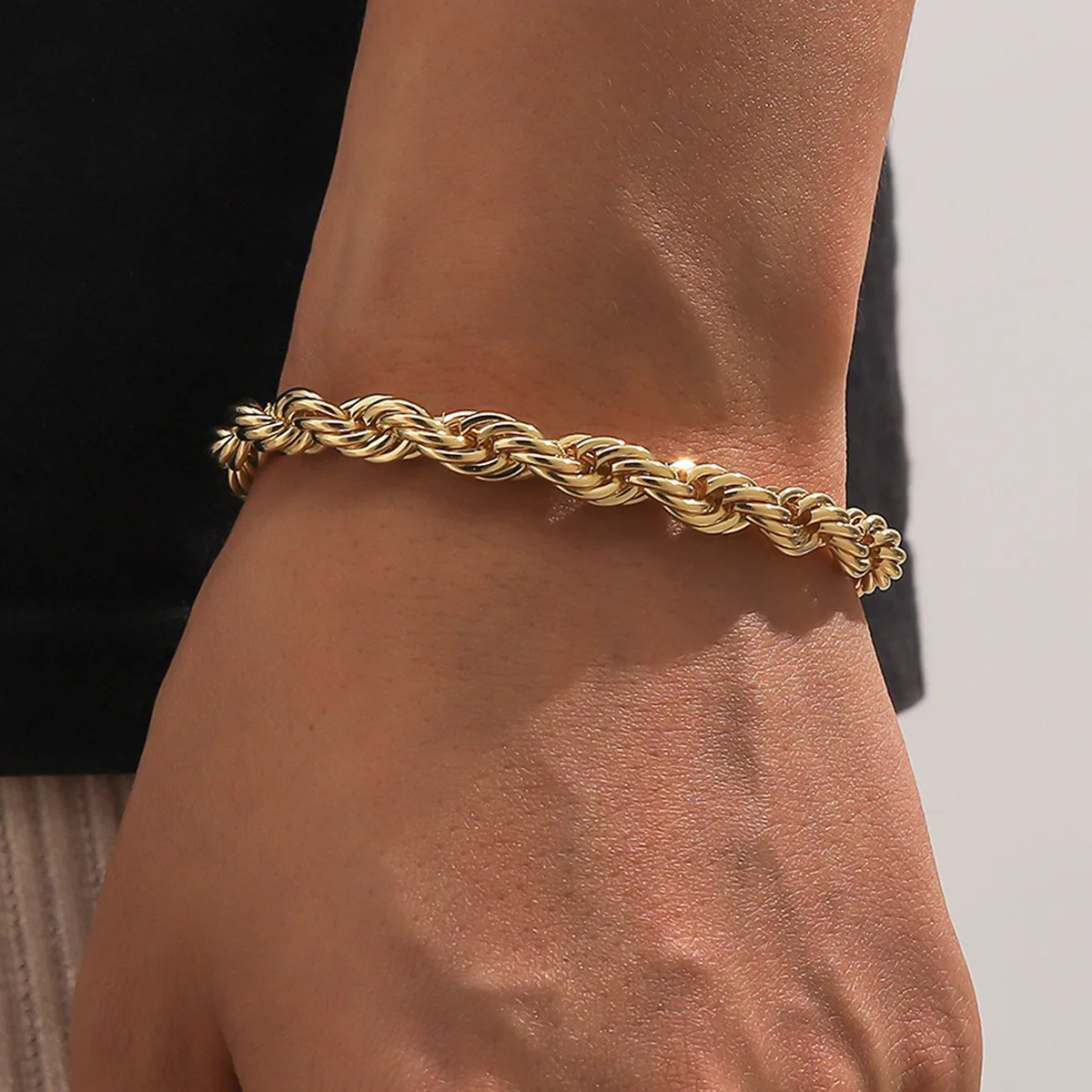 

Luxury 24K 9999 Pure Gold real gold Twist Bracelet Cuban Men's Hemp Rope Bracelet