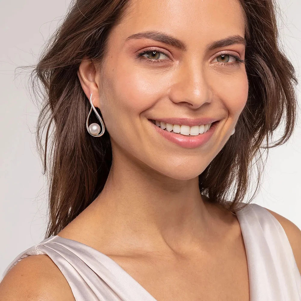 Dangle Earrings Tear Drop Pearl Fine Jewelry For Women Summer Brand New Real Sterling Silver 925 Romantic Gift