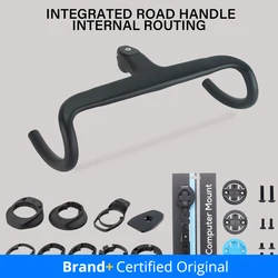 Cable interno de fibra de carbono para bicicleta de carretera, sin logotipo, cabina de manillar de bicicleta integrada para 360mm-380mm con espaciadores de montaje
