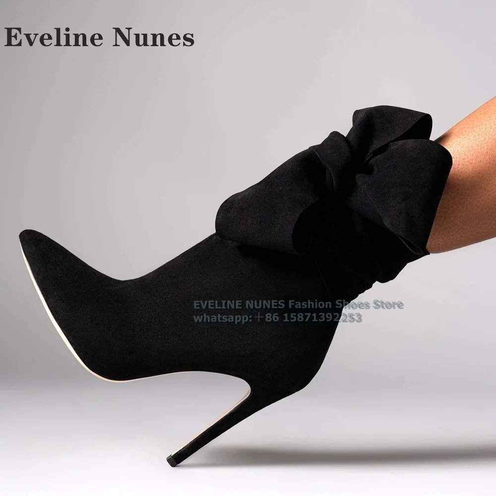 Bow Rouse Red Stiletto Ankle Boot Pointed Toe Side Zipper Solid Ankle Strap Luxury Elegant Women Modern Boots Streetwear 2024