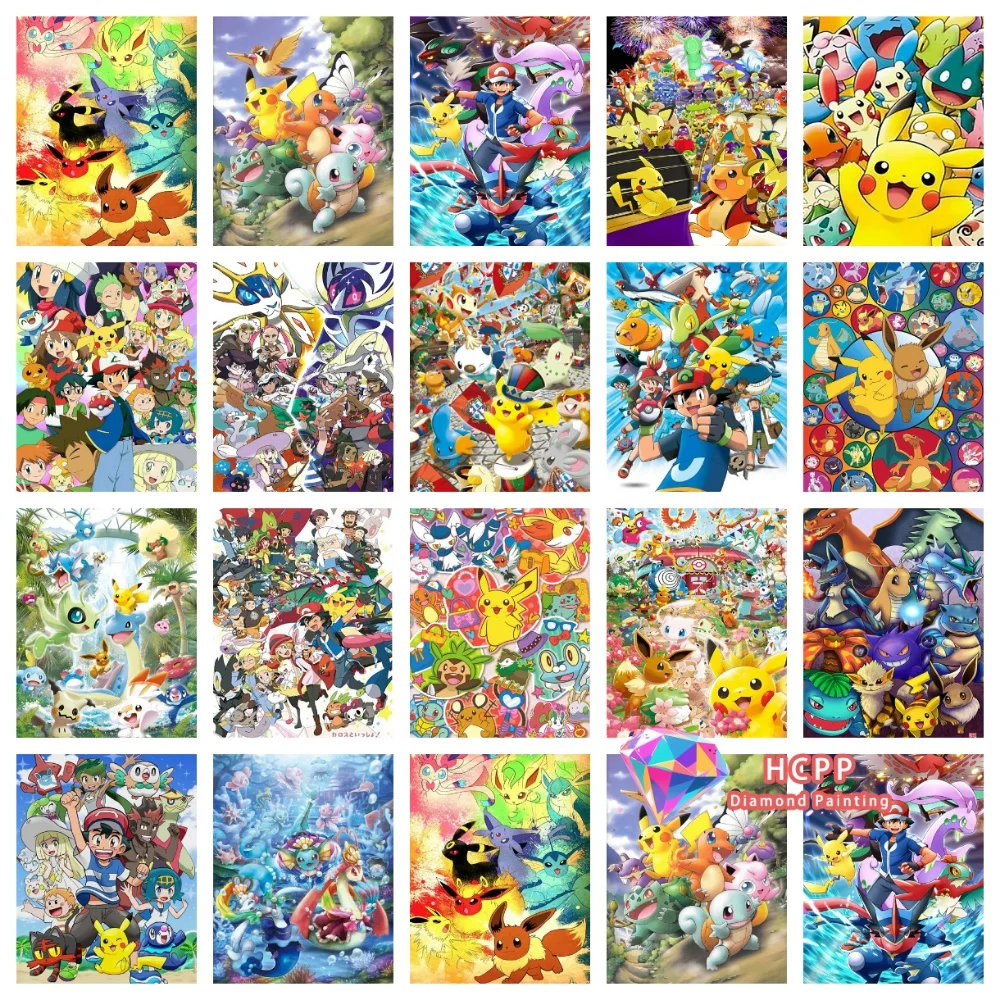 2026 Neues Pikachu Japanisches Anime Diamant-Malerei-Set Quadratische Runde Diamanten 5D DIY Mosaik Handgemachte Kunst Exquisites Geschenk Heimdekoration