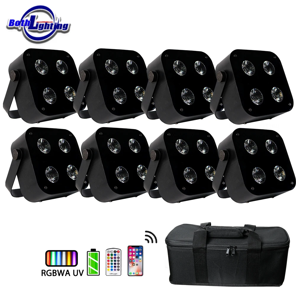 Bothlighting 8pcs IR4 mini uplights 4X12W Spotlight 4 LED Hex Up-lights with Wireless DMX&IR Remote