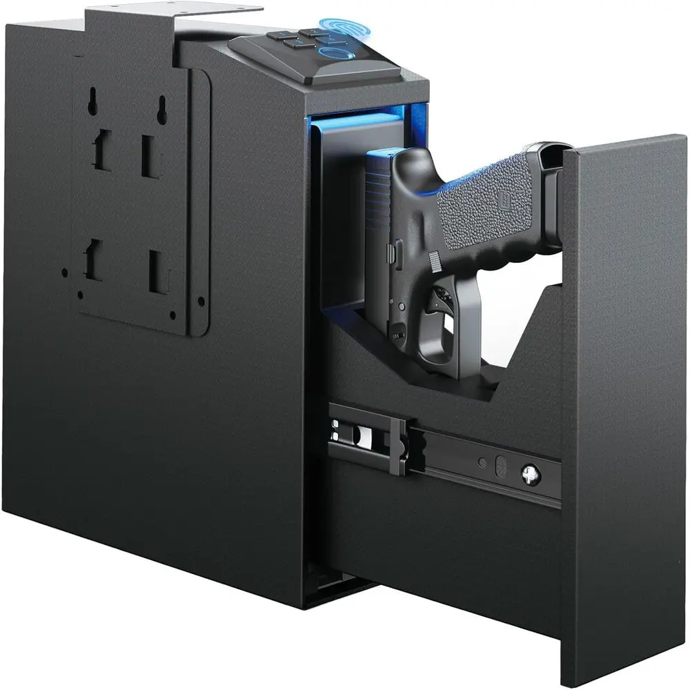 Fingerprint Access Biometric Pistol Safe for Quick Access in Nightstands, Desks, Bedside, and Vehicles