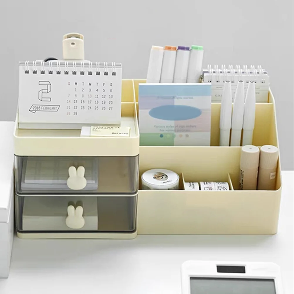 

Large Capacity Drawer Style Storage Box Multi-Layer Desktop Organizer For Cosmetics Stationery Sundries Sturdy Pp Material Home